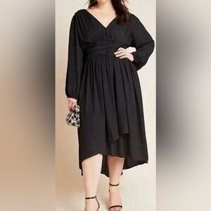 GUC-EUC Anthropologie v neck gwendolyn long sleeve midi dress